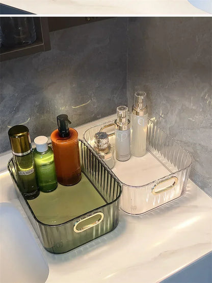 Rectangular Desktop Cosmetic Storage Drawer Stackable Green Box Acrylic Rack Sundries Snack Makeup Storage Basket Organizer