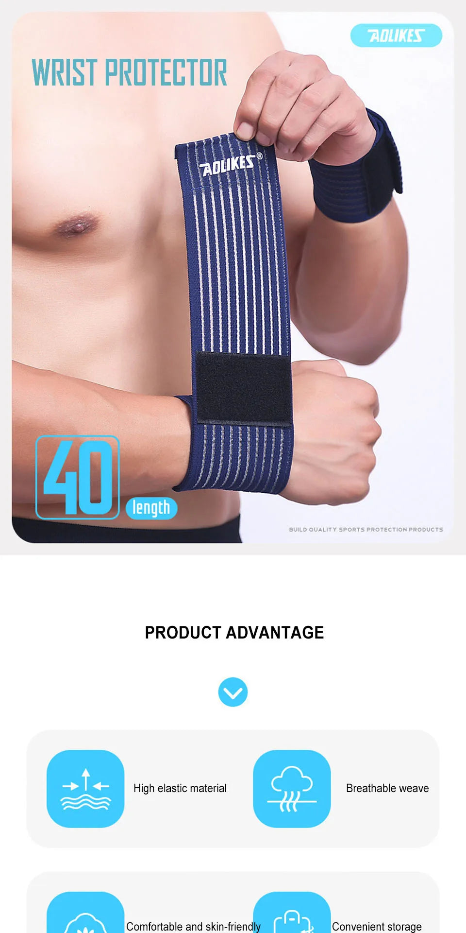 AOLIKES 1PC 40-180cm Compression Bandage Protector Knee Support Brace Sports Elastic Elbow Straps Leg Bands Bandage Workout Wrap