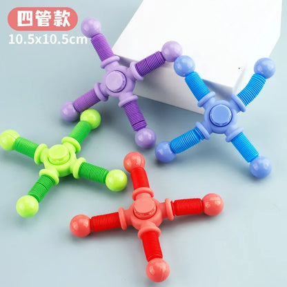 1pcs Fidget Spinner Toys Pop Tube Sensory Toys Suction Cup Games Plastic Transformable Stress Relief Adult Gifts