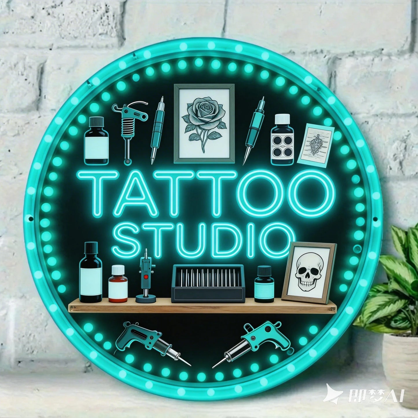 Retro-Style Neon Light Bar Metal Sign - Colorful Beverage Bottle Design | Round Aluminum Plaque | Perfect for Beach Villa