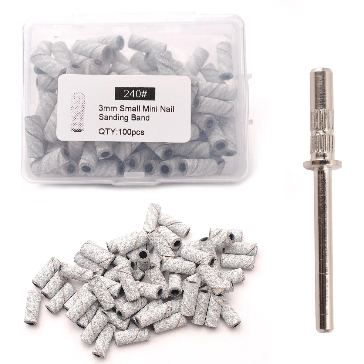 100pcs 3.1mm Mini Sanding Bands Kits Nail Drill Bits Mandrel Sets Electric Manicure Accessories Tool Dead Skin Remover