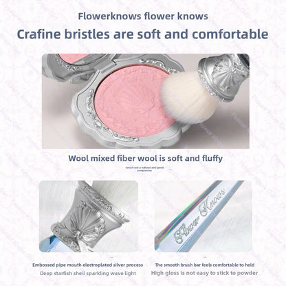 Flower Knows Shell Pearl  Series Blush Brush Wool Loose Powder Highlighter Brushes