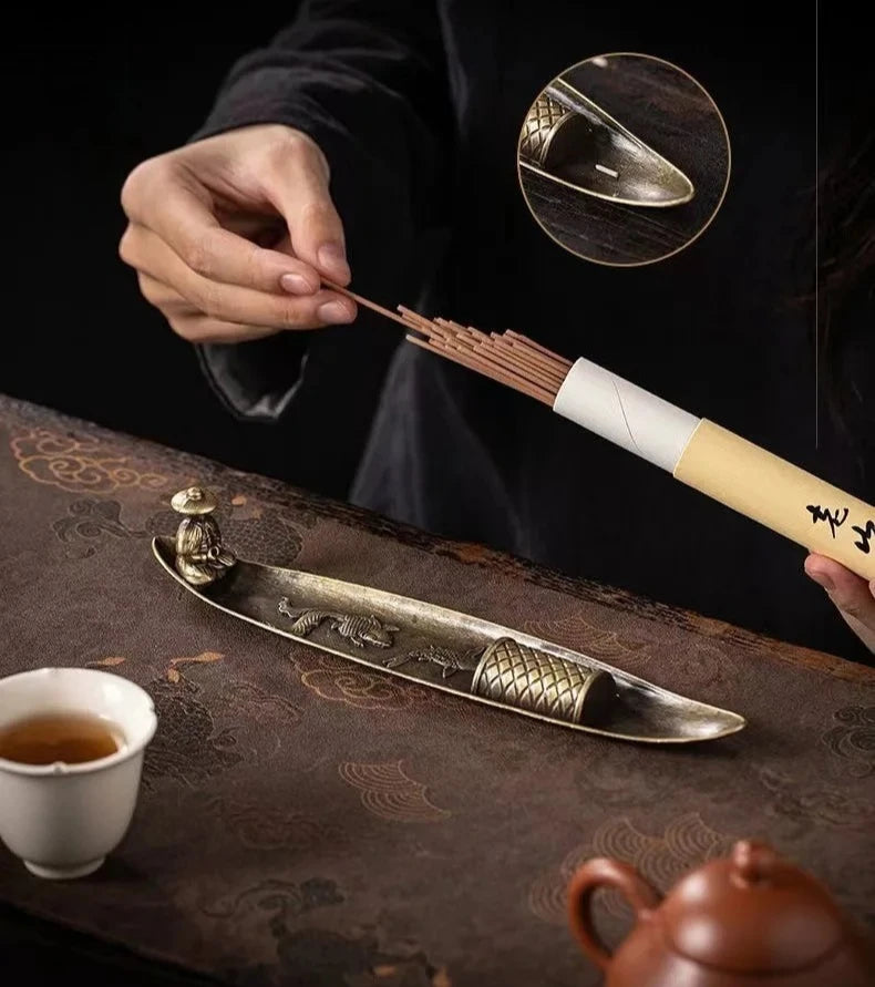 Creative Incense Holder Aromatherapy Ornament Incense Holder Boat Old Men Fishing Japanese Style Incense Stick Burner Home Decor