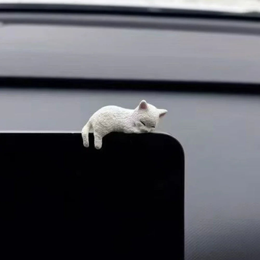 Funny Sleeping Cats Car Center Console PVC Ornaments Navigator Screen Rearview Sleeping Kitten Ornaments Decoration Car Figurine