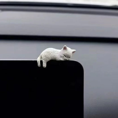 Funny Sleeping Cats Car Center Console PVC Ornaments Navigator Screen Rearview Sleeping Kitten Ornaments Decoration Car Figurine