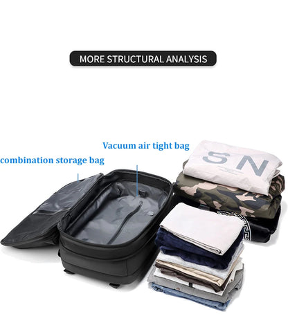 Travel Men 17 Inch Laptop Backpack Vacuum Compression Backpack Business Large Capacity School Backpack Expand Outdoor Backpack