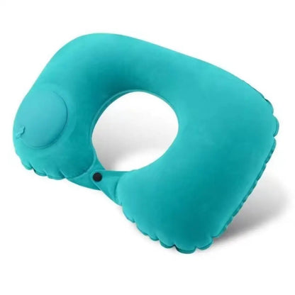 Portable Press‑to‑Inflate U‑Shape Inflatable Neck Pillow Soft Air Support Travel Pillow Comfort Sleeping Cushion for Flight Car