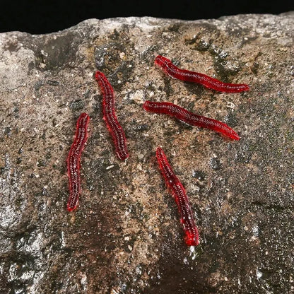 Bionic Red Worm Lure 100pcs 3.5cm Lifelike Silica Gel Fishy Artificial Red Worm Earthworm Bait Submerge Simulation Lure Pesca