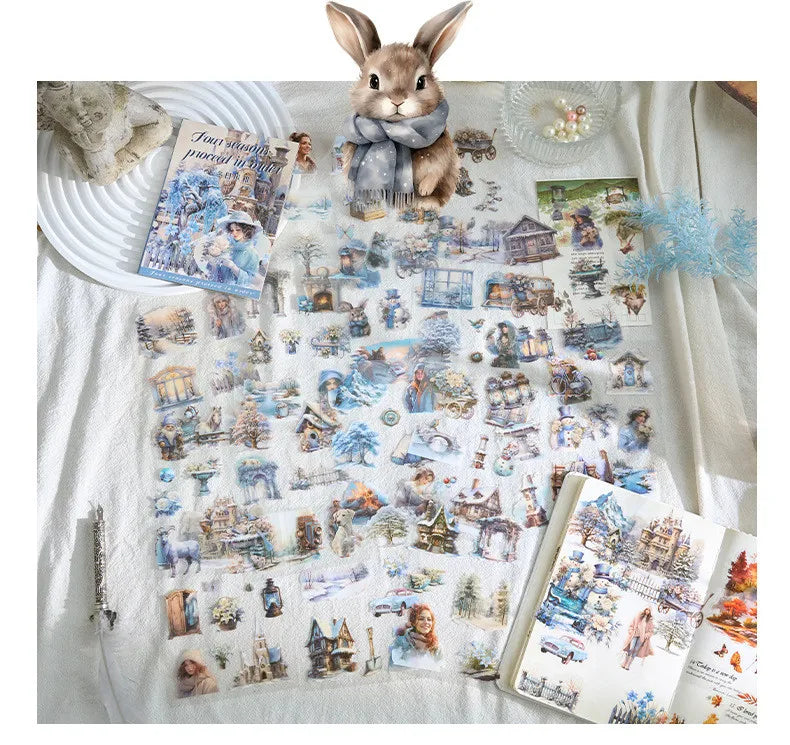 20Sheets PET Stickers Season Series PET Decorative Stickers Diary Scrapbooking Material Decor Album Stationery Stickers