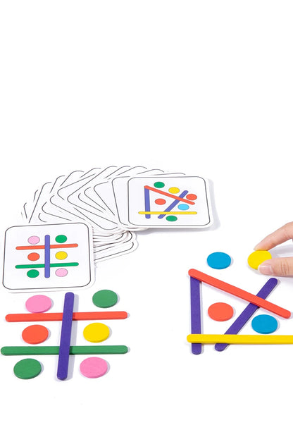 Kids Rainbow Stick Thinking Puzzle Wooden DIY Ice Cream Stick Puzzle Challenge Table Games Montessori Educational Children Toys