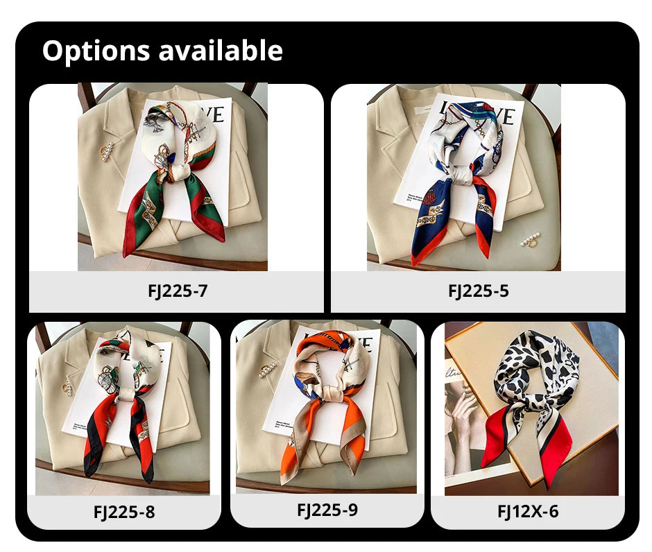 Luxury Print imitation Silk Square Scarf Women Spring Neck Tie Shawl Wraps Female Hair Hand Wrist Headkercheif Hijab Bandana