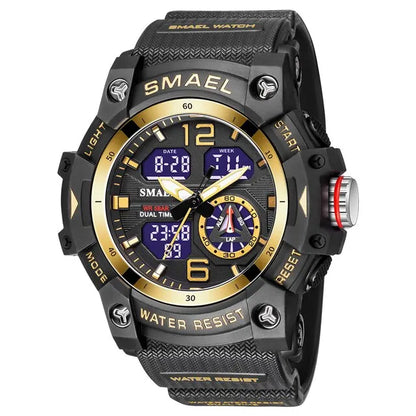 SMAEL Sport Watch Military Wristwatch for Men Alarm Stopwatch LED Digital Back Light Dual Time Display Waterproof Watch Men 8007