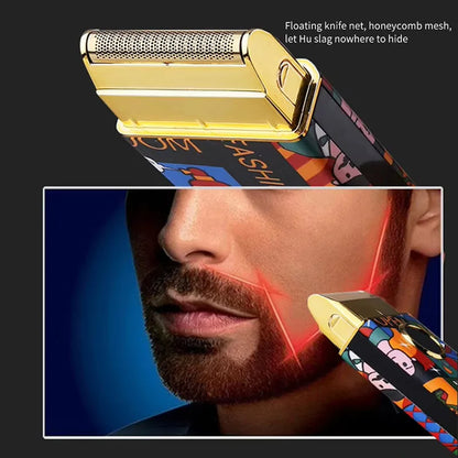 Kemei KM-RS7098 Rechargeable Electric Shaver Portable Single Blade Beard Trimmer Fashion Random Graffiti Shaving Machine