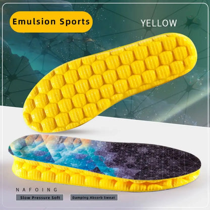 Breathe for Feet Men Running Insole1Pair 4D Cloud Technologyt High Elasticity Sports Deodorant Insoles for Shoes Yellow PU Sole
