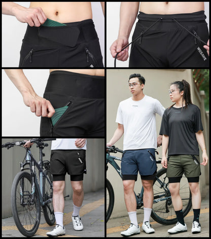 WOSAWE MTB Shorts Summer Men Cycling Shorts 2 in 1 Mountain Bike Padded Shorts Double Layer Downhill Bike Quick Dry Short Pants