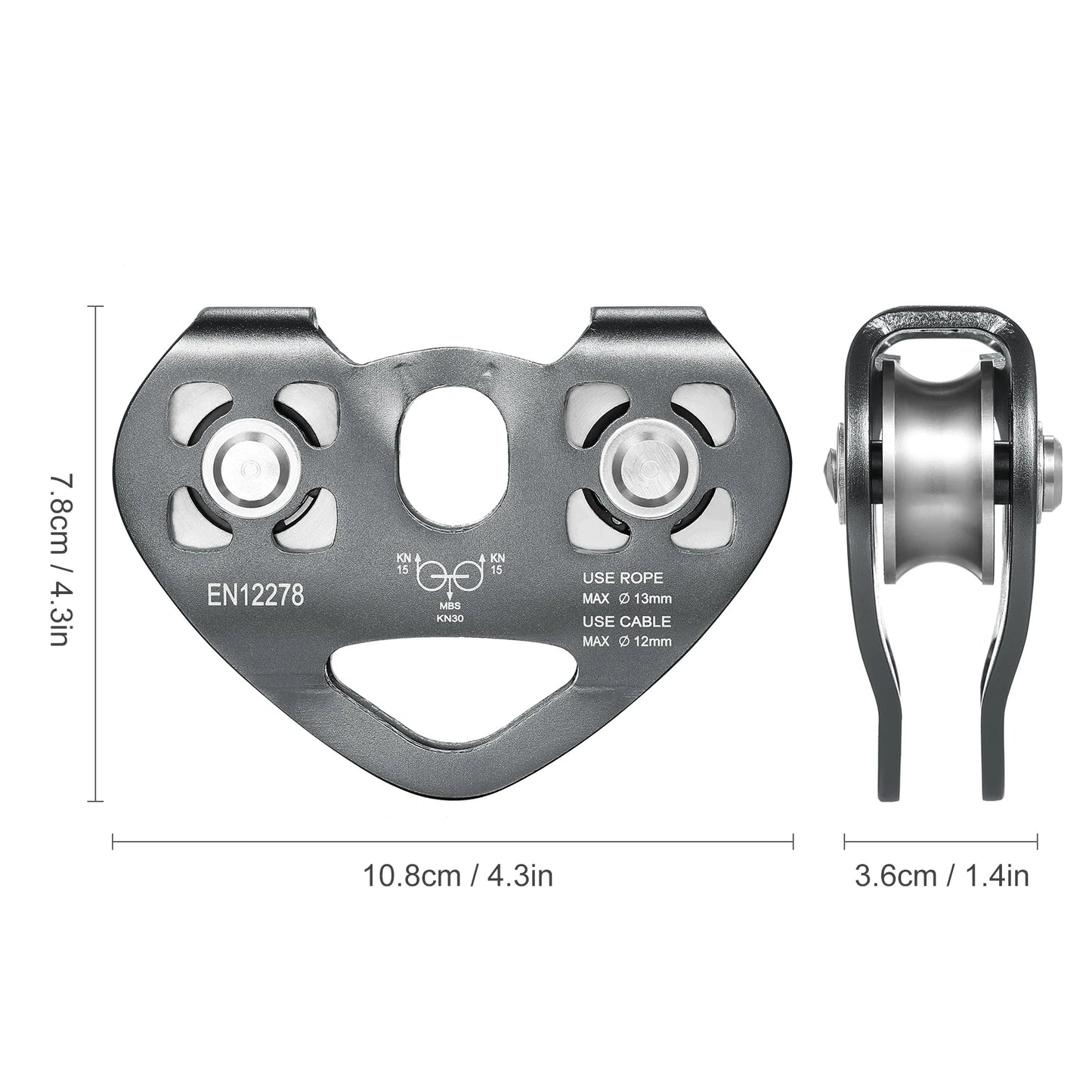 Lixada 30kN Cable Trolley Pulley with Ball Bearing Climbing Caving Aloft Work Rescue