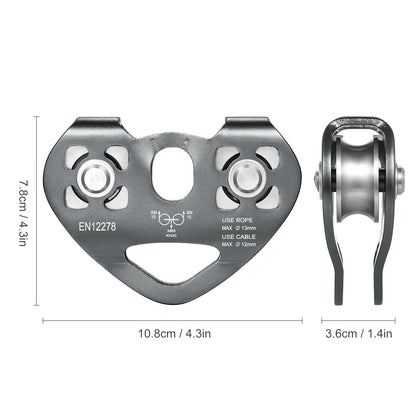 Lixada 30kN Cable Trolley Pulley with Ball Bearing Climbing Caving Aloft Work Rescue