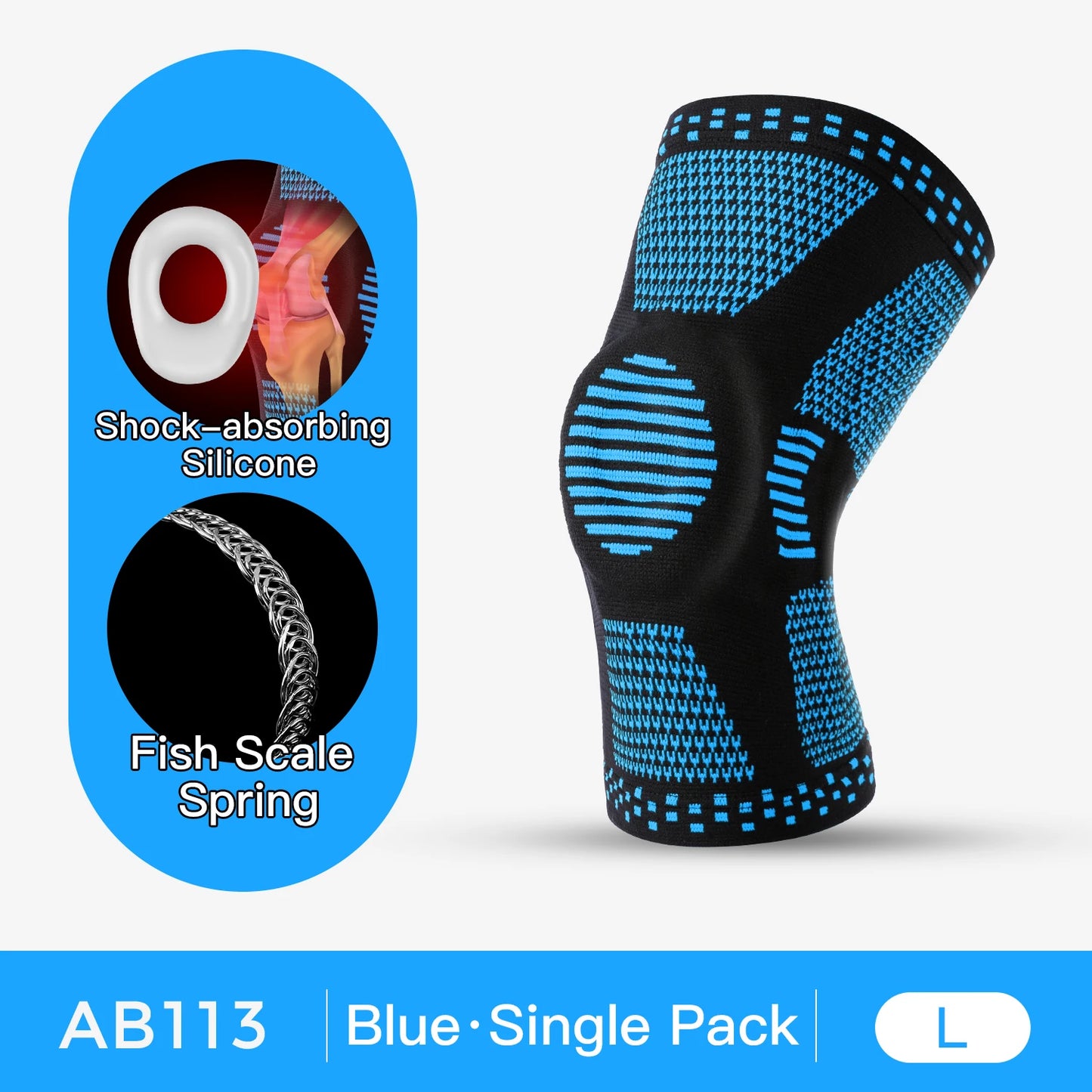 1Pcs Silicone Spring Full Knee Support Patella Medial Support Strong Meniscus Compression Protection For Men Women Running Sport