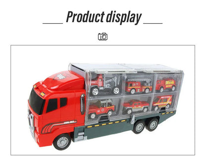10 In 1 Construction Toys Truck Storage Die-cast Vehicle Transporter Car Set Excavator Dump Truck Digger Backhoe for Kids Gift