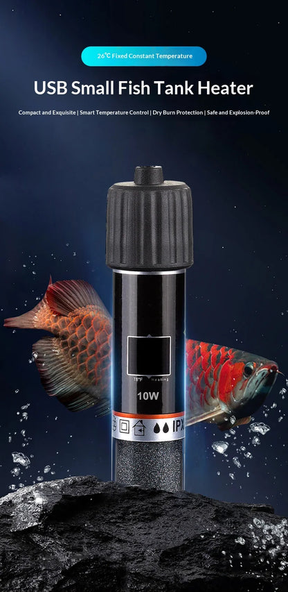 USB Mini Aquarium heating rod for Small Fish Tank 26°C Constant Temperature Aquarium Heater Submersible Thermostat Heater 10W