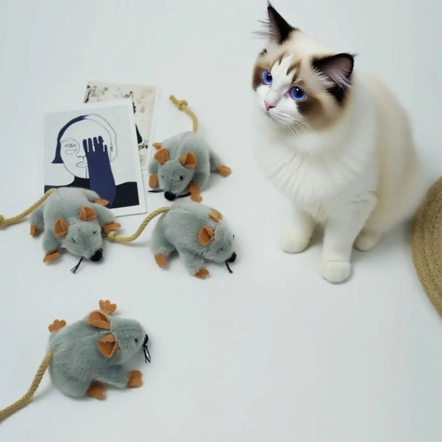 Plush Cat Toy Mouse Realistic Moving Tail with Sound Interactive Kitten Toys for Indoor Cats Hunting Game Play Pet Supplies