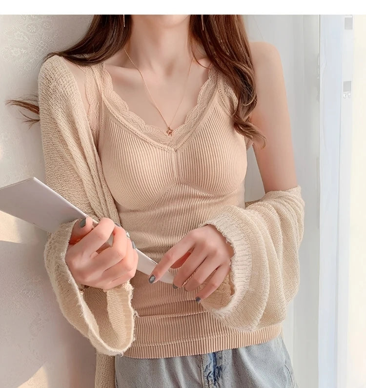 Thermo Thick Slimming Undershirt Thermal Underwear Inner Vest For Women Warm Winter Sexy Lace Sleeveless Tank Tops Padded Bra