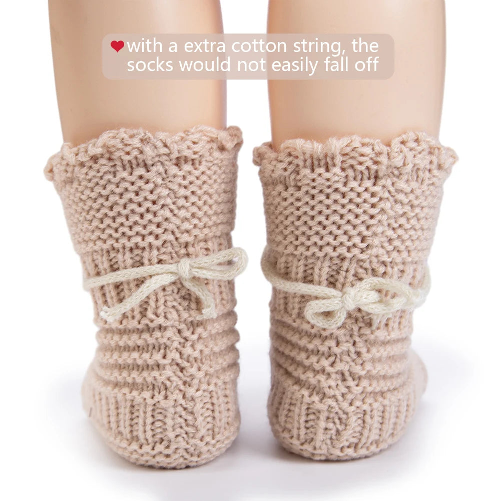2Pcs/Pair Baby Knit Socks 0-12M Solid Cochet  Walking Socks Newborn Photography Prop Infant Birthday Gift Handmade Boutique Sock
