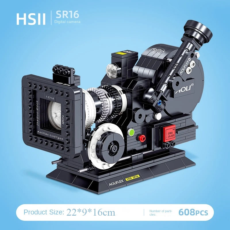 KNEW BUILT Classic Digital Camera Model Mini Brick Toys for Boys Adult Assembly Design Block Kits Classical Collection Projector