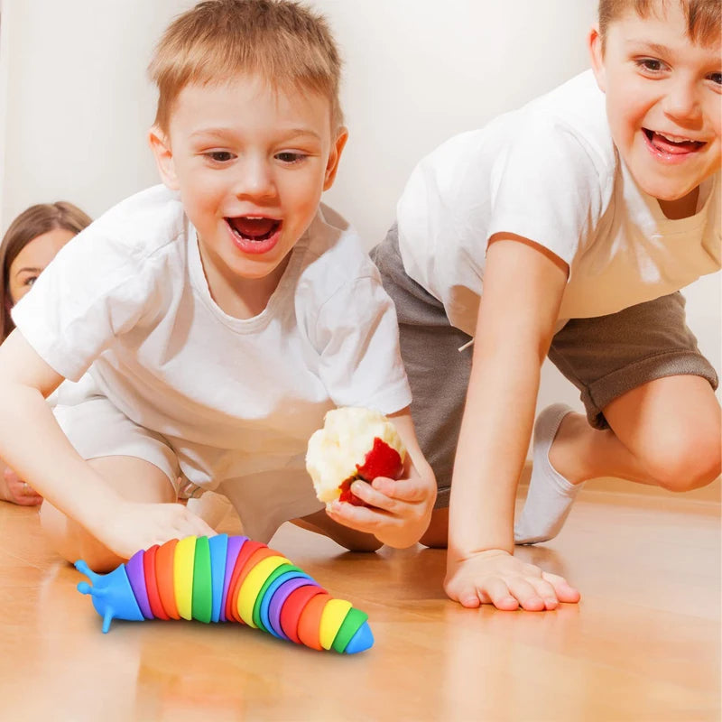 3D Slug Fidget Toy Colorful Slug Snail Toy Articulated Flexible All Ages Relief Anti-Anxiety Sensory Toys for Children