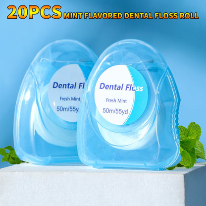 20PCS/12PCS/6PCS/2PCS dental floss roll - mint flavor, 50 meters/roll - suitable for interdental cleaning and oral care tools
