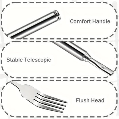 1pc Expandable Stainless Steel Fork- 8.7 To 25.4 Inches, Adjustable Length for BBQ, Durable and Portable Design