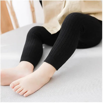 Basic Ribbed Sweater and Tights Set for Toddler Girls 1-6Y – Comfortable Cotton Top & Footless Leggings, Everyday Kids Outfit