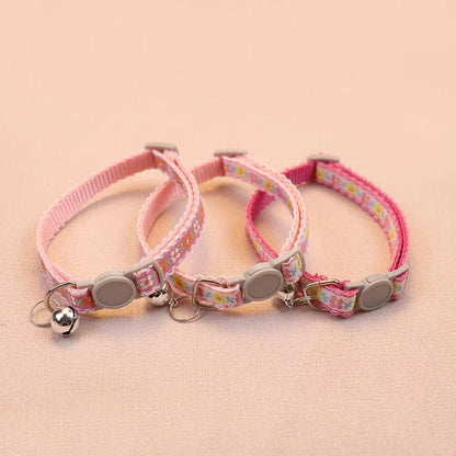 Hand Knitting Flower Pet Collar With Bell Colorful Retro Style Cat Collar Adjustable Safety Necklace For Puppy Cat Accessories
