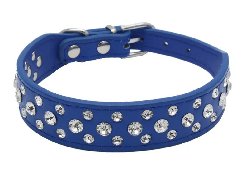 Pet collars for small dogs, pet collars, rhinestone PU collars for cats and dogs, adjustable to prevent pets from being lost