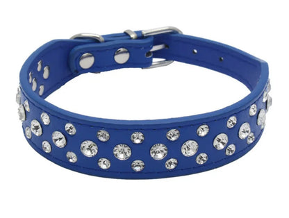 Pet collars for small dogs, pet collars, rhinestone PU collars for cats and dogs, adjustable to prevent pets from being lost