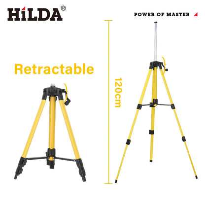 HILDA Laser Level Tripod 1.2M/1.5M 5/8 Inch Adjustable Height Thick Ferroalloy Tripod Laser Level Stand Base for Self Leveling