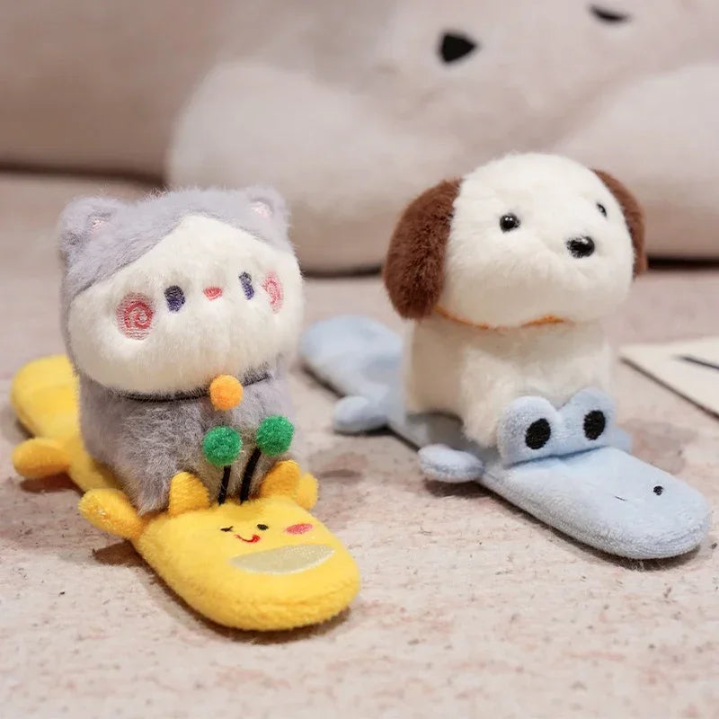 Capybara Slap Snap Wrap Capibara Plushie Wristband Bracelet Kawaii Cute Dog Cat Plush Toy Hand Ring Creative Funny Gift