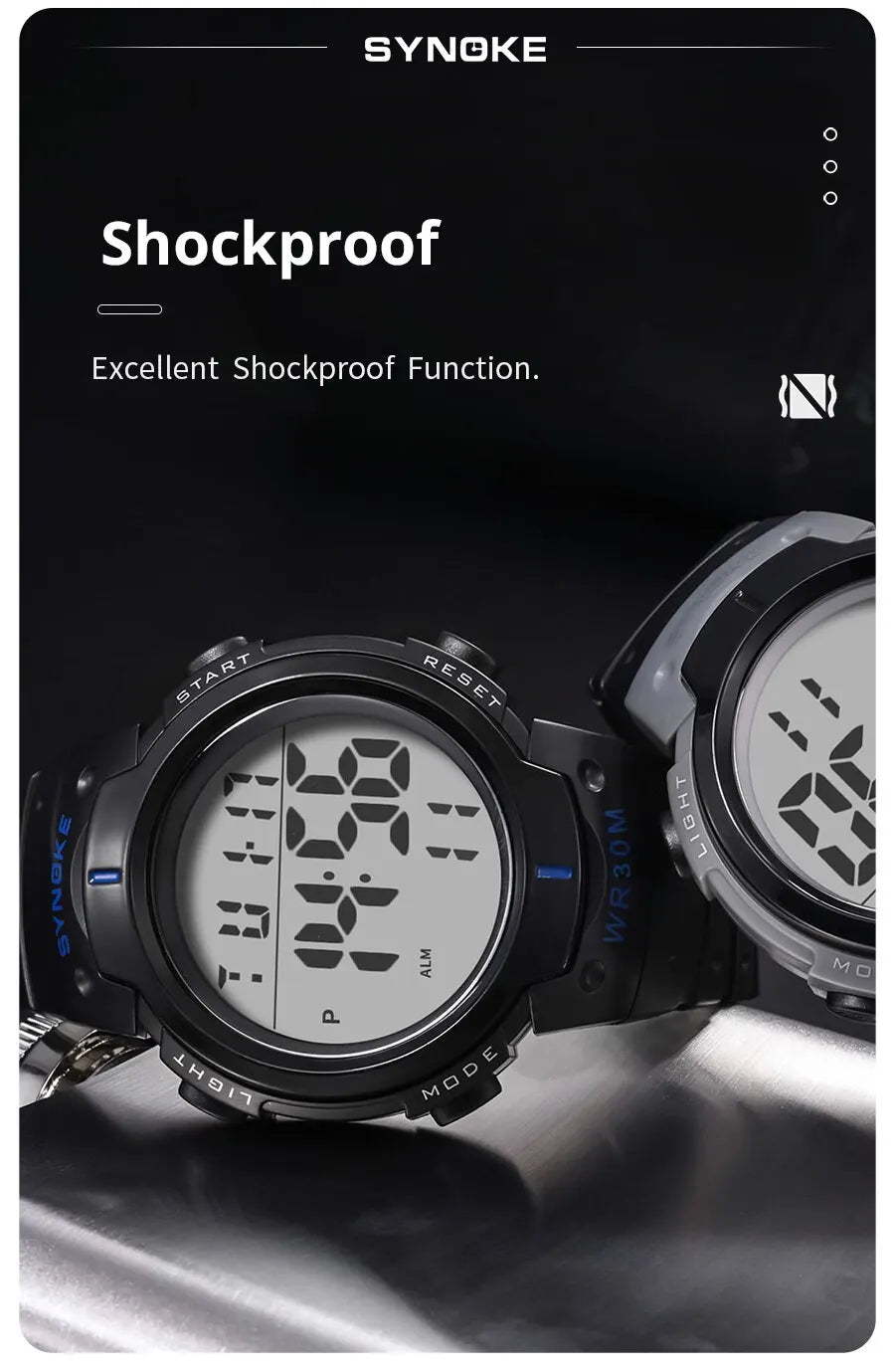 SYNOKE Outdoor Sport Watch 30M Waterproof Digital Men Fashion MultiFunction Waterproof Digital Watch Men