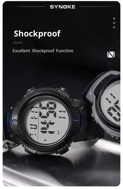 SYNOKE Outdoor Sport Watch 30M Waterproof Digital Men Fashion MultiFunction Waterproof Digital Watch Men