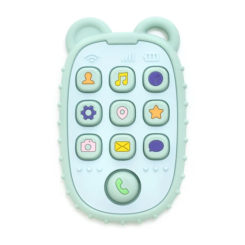 New Baby Teether Mobile Phone Shape Silicone Teether Teething Toy Kids Sensory Educational Toy Baby Gift Set