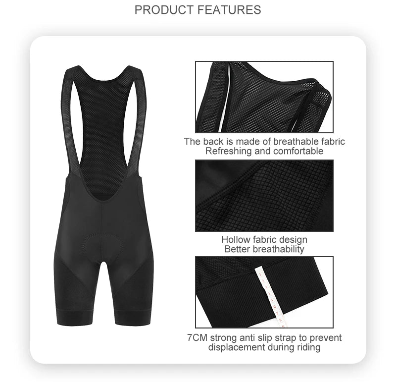New Pro Team Cycling Bib Shorts Summer Breathable Quick Dry Mountain Road Biking Men Professional Sponge Pad Bicycle Clothes