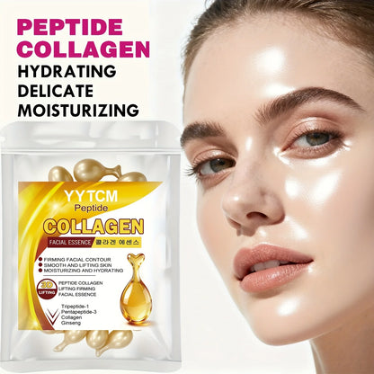 Polypeptide Collagen Essence Capsules, Moisturizing and Firming Essence, Smooths Skin, Contains Squalane, Fullerene, Ginseng Extract, Deep Hydration (0.34Gx30 Capsules)/Bag-1 Bag