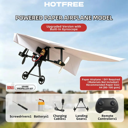 Hotfree RC Paper Airplane Kit, Remote Control Plane with Gyro Stabilizer & Dual Propellers, DIY Foldable Flying Toy, Easy-to-Fly STEM Toy, Birthday Gift for Kids Boys & Adults