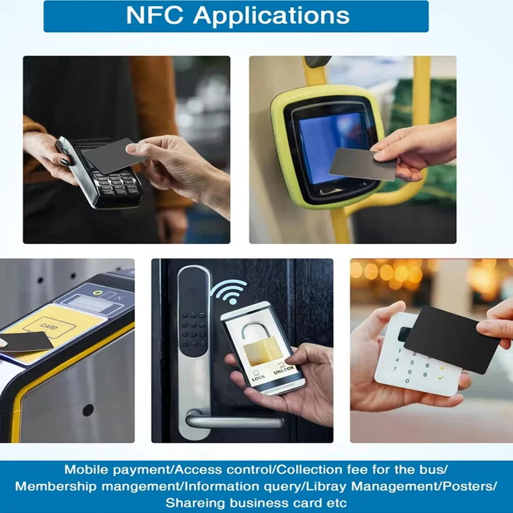 HACHANLUN 5-10PCS NTAG215 Blank NFC Cards PVC Tags NFC215 Black Card 13.56Mhz TagMo Waterproof RFID NFC Phone 504 bytes