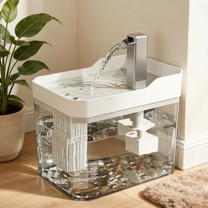 Cat Water Fountain with Auto Filter Transparent Anti-Dry Burning Recirculating Dispenser Includes Pump for Cats