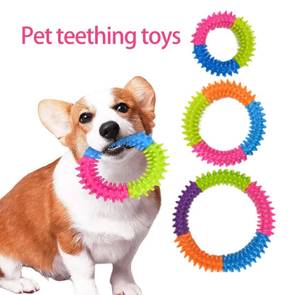 Cute Dog Toys Training Flying Discs Pet Ring Spiky Circle Ring Dog Bite-Chew Molar Cleaning Tooth Pet Supply Toy Dog Accessories