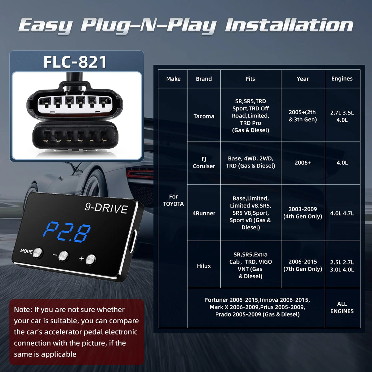 Racing Power Accelerator Controller Plug Play 9-Drives Electronics Throttle Controller Car Pedal Booster Tuning Parts Accessory