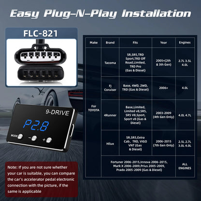 Racing Power Accelerator Controller Plug Play 9-Drives Electronics Throttle Controller Car Pedal Booster Tuning Parts Accessory