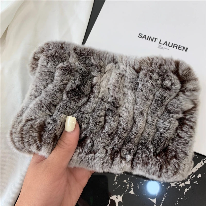 Women Handmade Stretch 100% Real Rabbit Fur Scarf Knit Genuine Rex Rabbit Fur Headbands Girls Natural Rabbit Fur Ring Scarves
