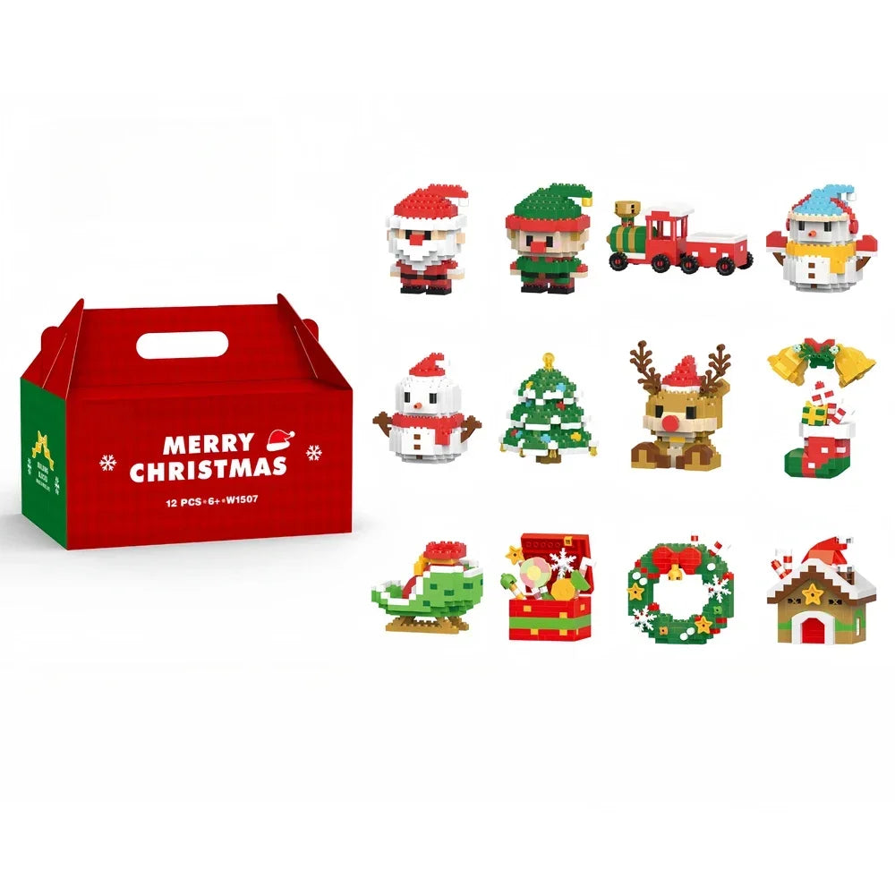 Christmas Gifts Micro Mini Building Blocks - Santa Claus, Christmas Tree, Reindeer, Snowman Train Elements Puzzle Assembling Toy